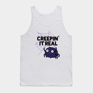 Creepin It Real Cute Halloween Spider Pun Tank Top